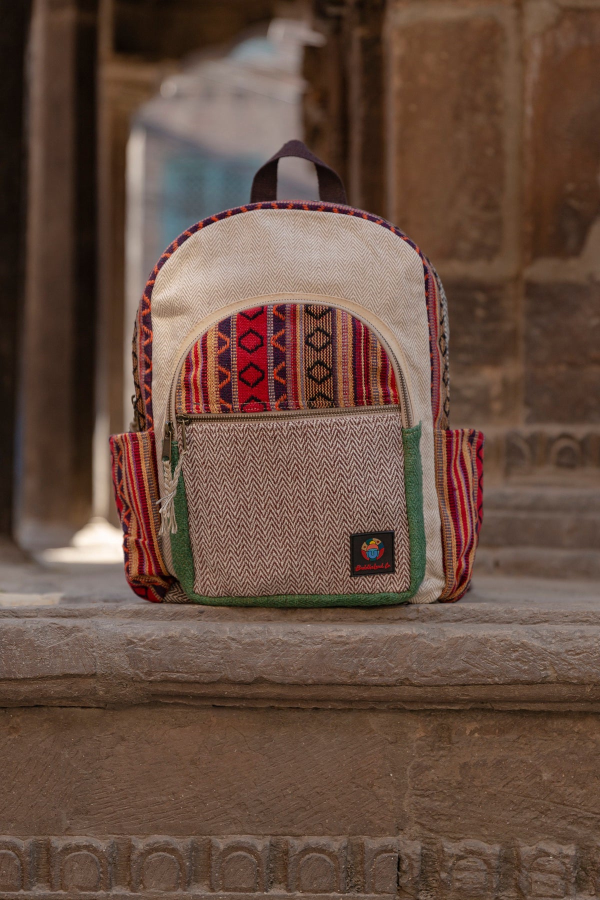 Himalayan Hemp Laptop Backpack: Nepal Fair Trade Boho Hiking Bag