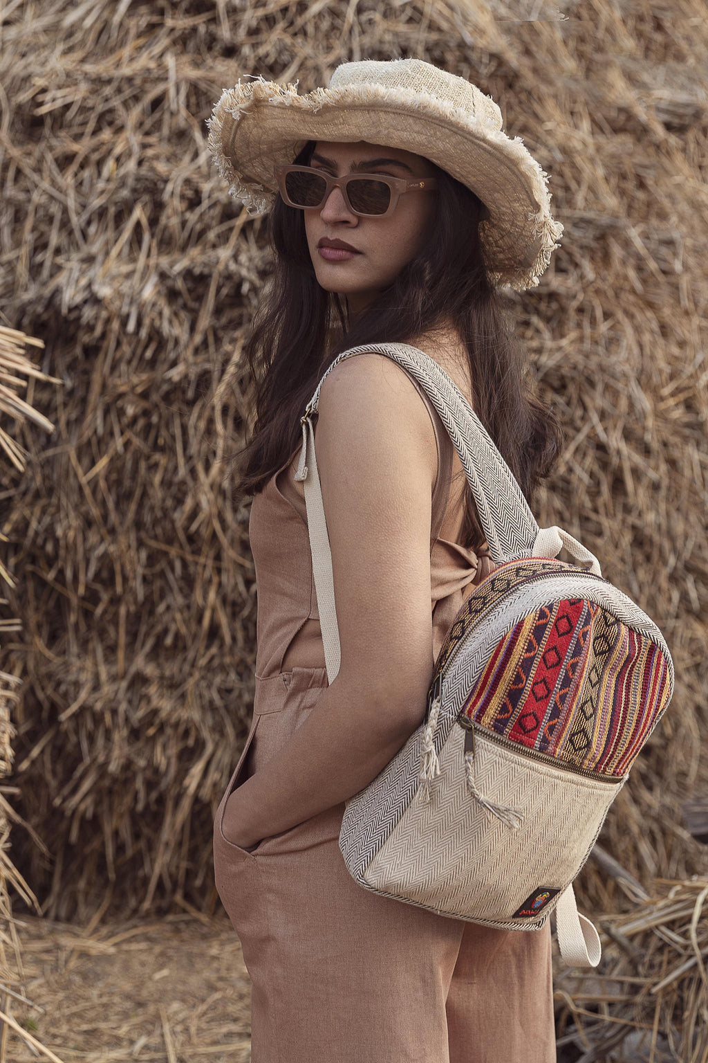 Handmade Hemp Backpack: Medium Festival Travel Bag