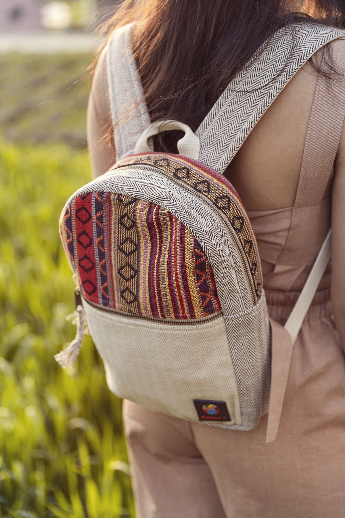 Handmade Hemp Backpack: Medium Festival Travel Bag