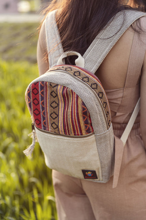 Handmade Hemp Backpack: Medium Festival Travel Bag
