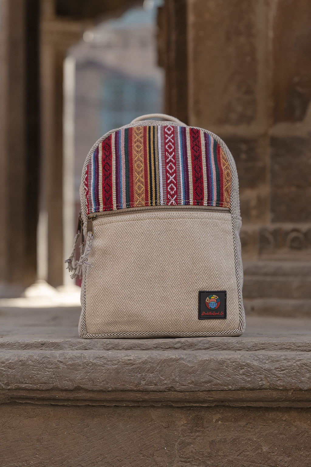 Handmade Hemp Backpack: Medium Festival Travel Bag