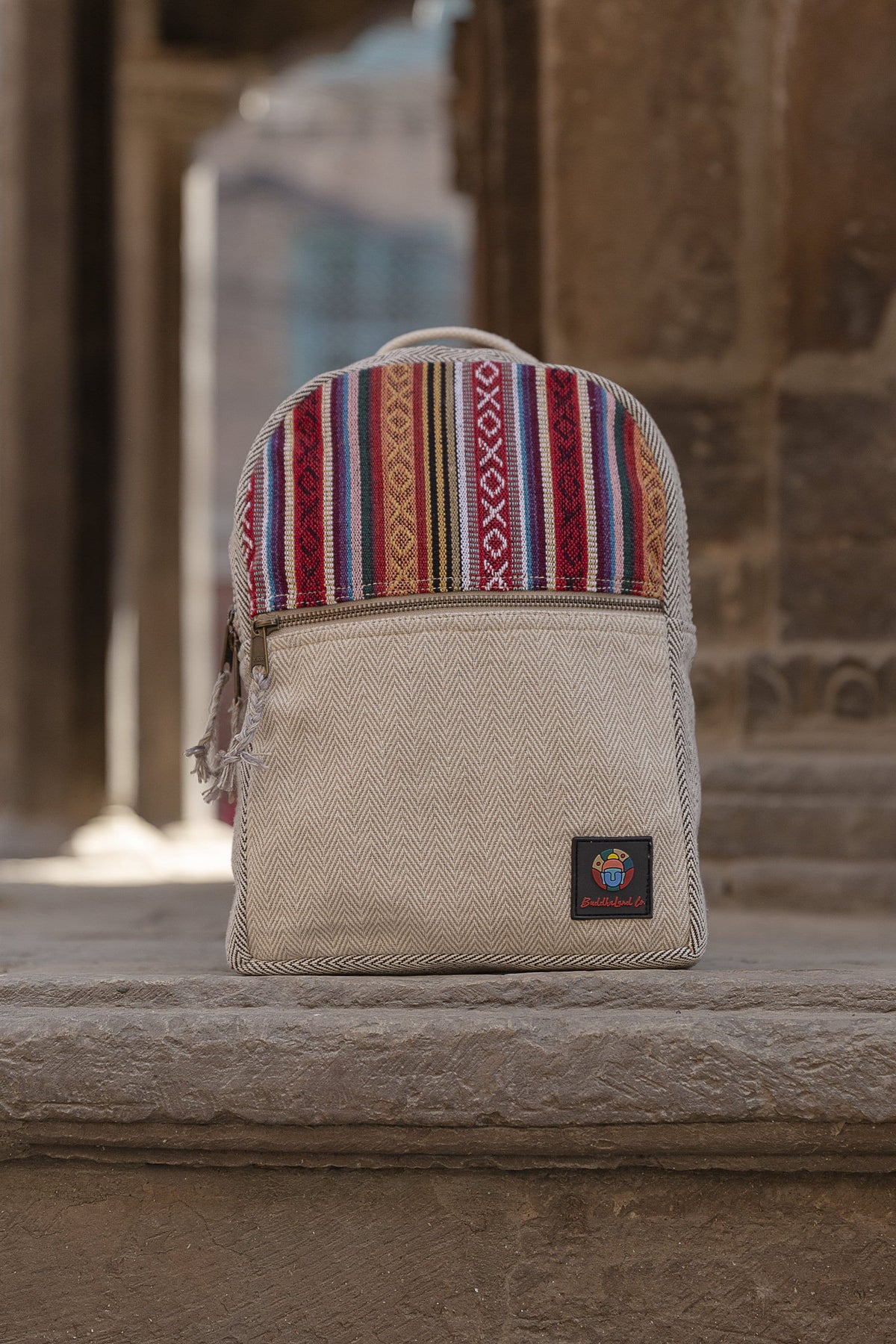 Handmade Hemp Backpack: Medium Festival Travel Bag