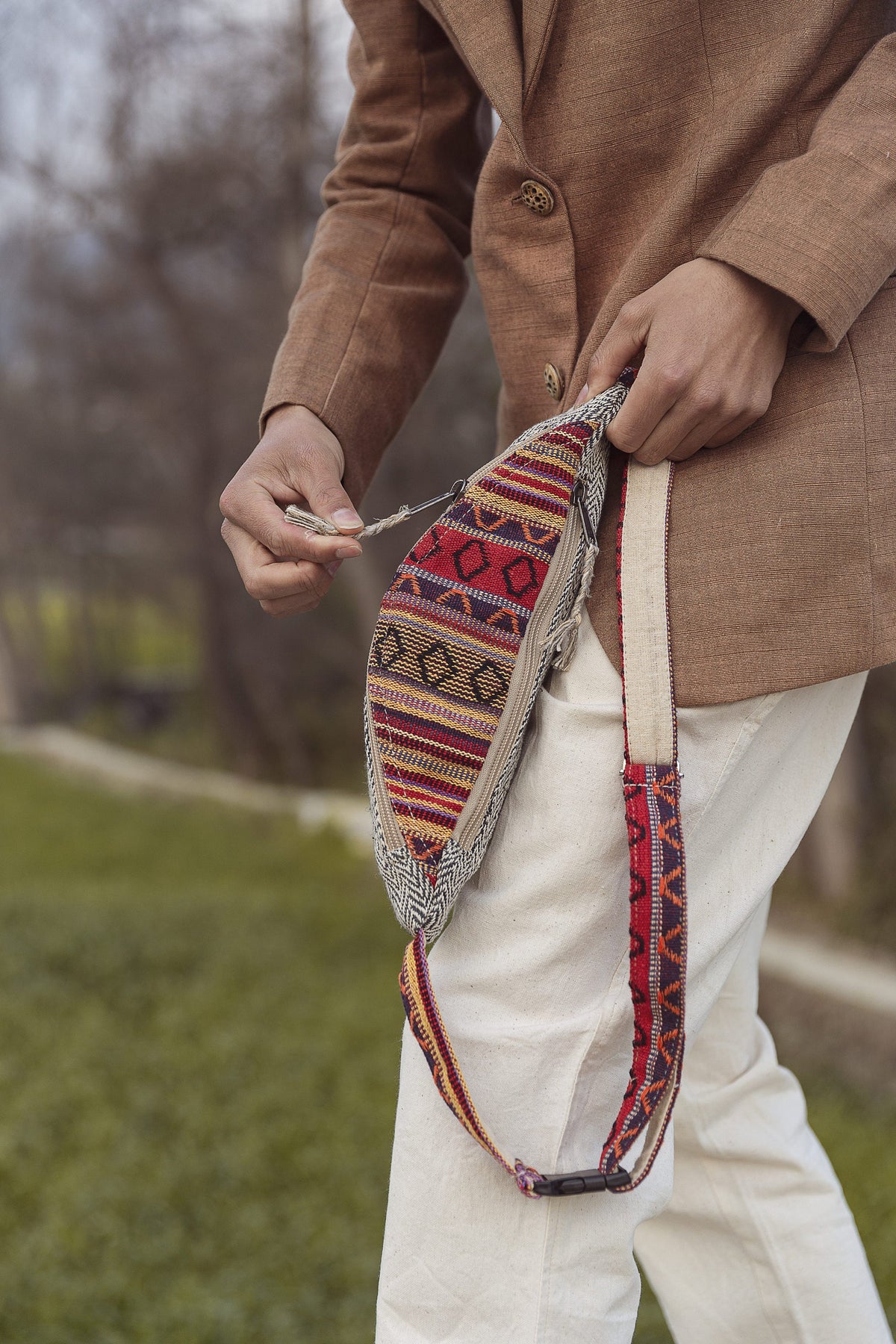 Handmade Hemp Crossbody Bag: Boho Festival Waist Bag