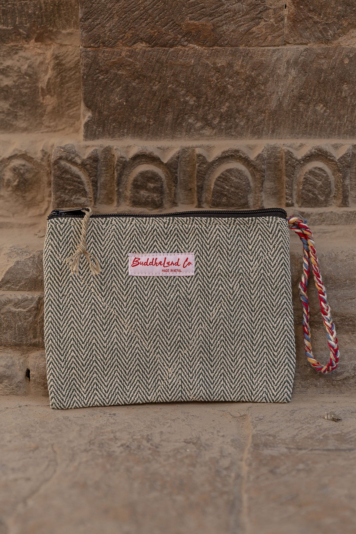 Handmade Hemp Square Pouch: Travel Cosmetic Bag