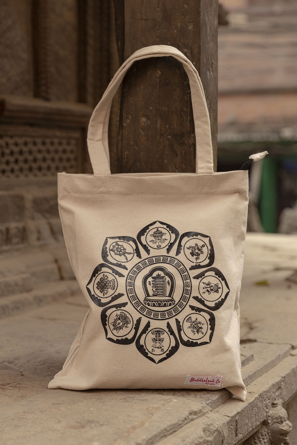 Handmade Cotton Zipper Tote Bag: Dreamcatcher Design