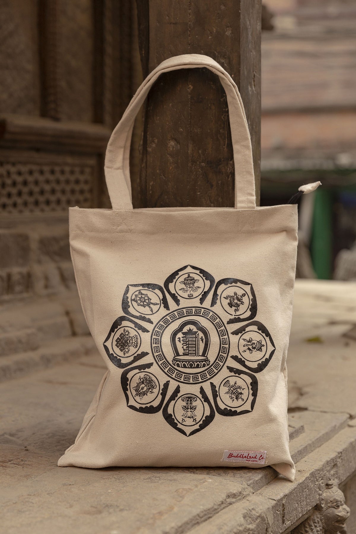 Handmade Cotton Zipper Tote Bag: Dreamcatcher Design