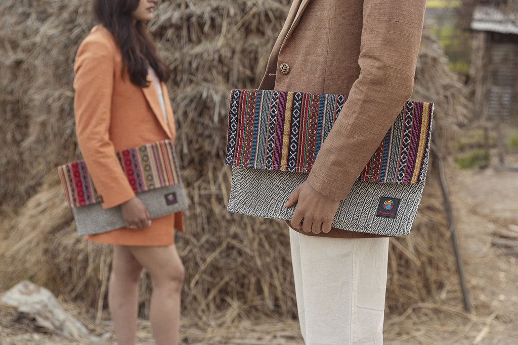 Handmade Hemp Laptop Sleeve: Unique Patterned 15-inch Laptop Case