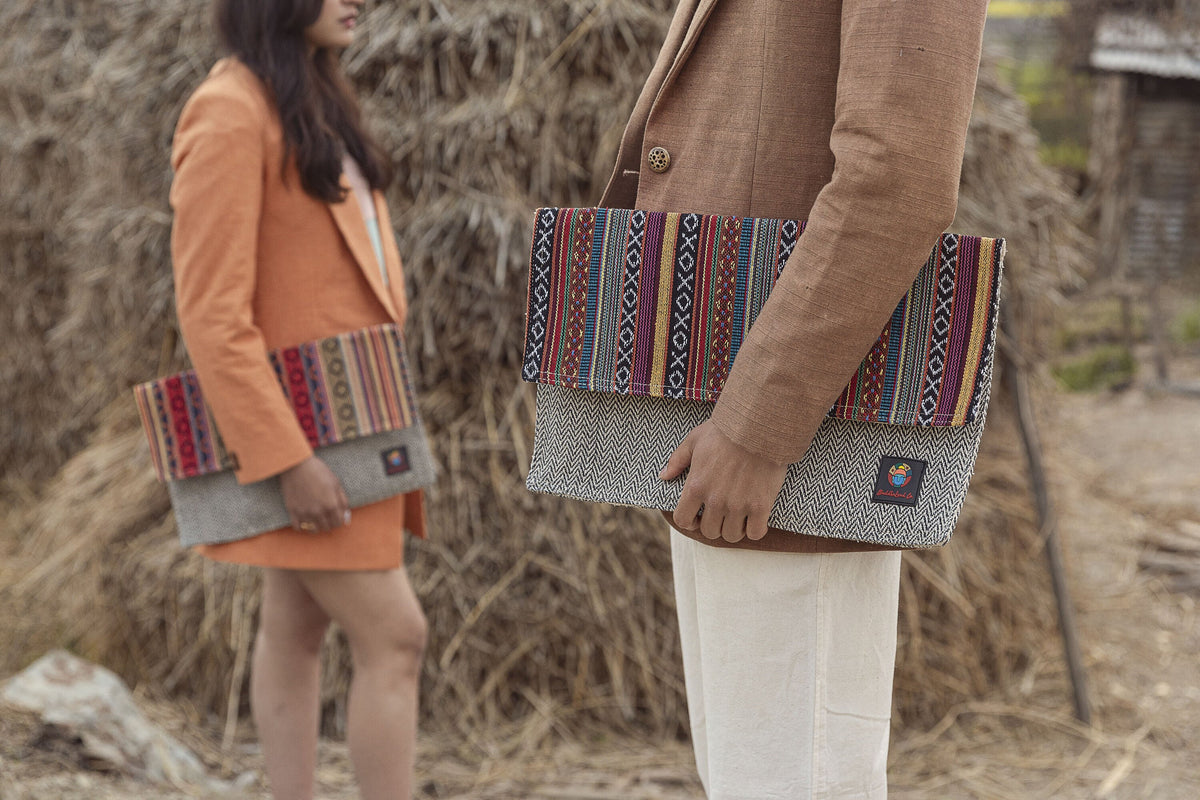 Handmade Hemp Laptop Sleeve: Unique Patterned 15-inch Laptop Case