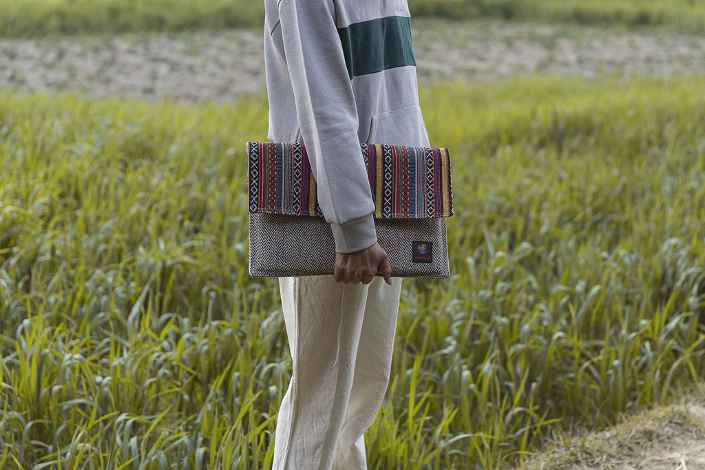 Handmade Hemp Laptop Sleeve: Unique Patterned 15-inch Laptop Case