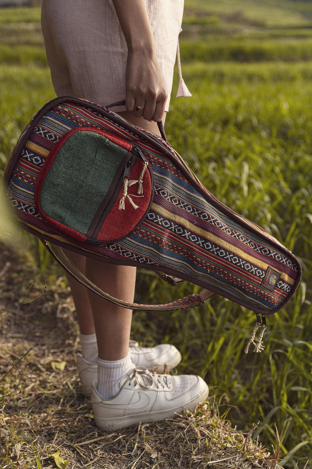 Handmade Hemp Ukulele Bag: With Shoulder Straps & Wall Mount