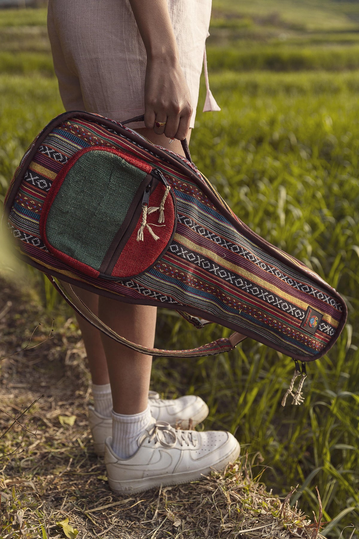 Handmade Hemp Ukulele Bag: With Shoulder Straps & Wall Mount