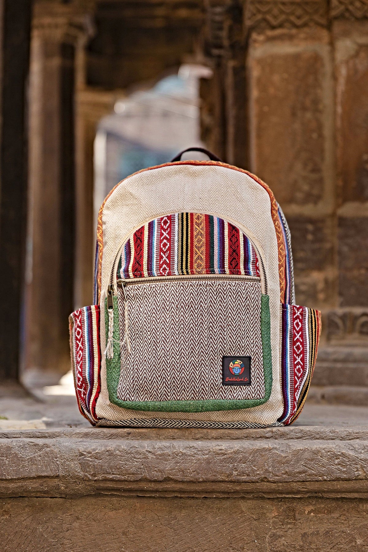Himalayan Hemp Laptop Backpack: Nepal Fair Trade Boho Hiking Bag