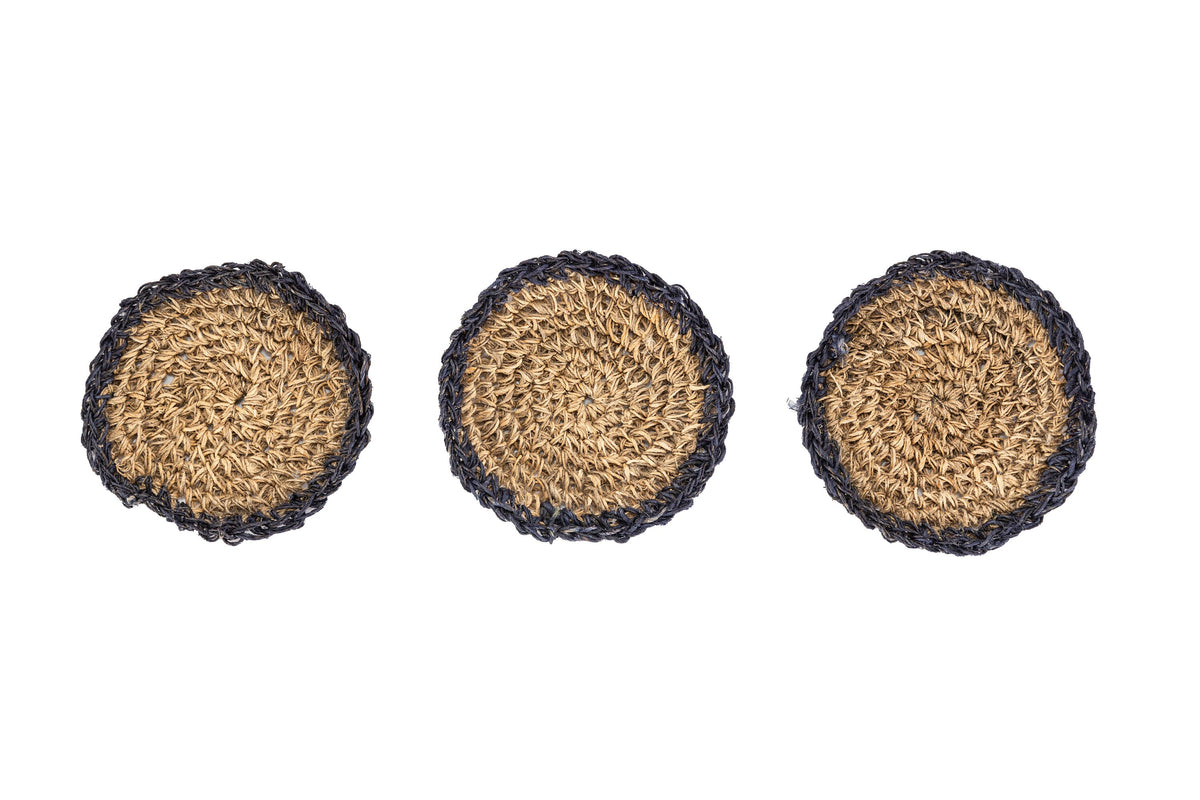 Handmade Hemp Coasters: Sustainable Drinkware Set of 3