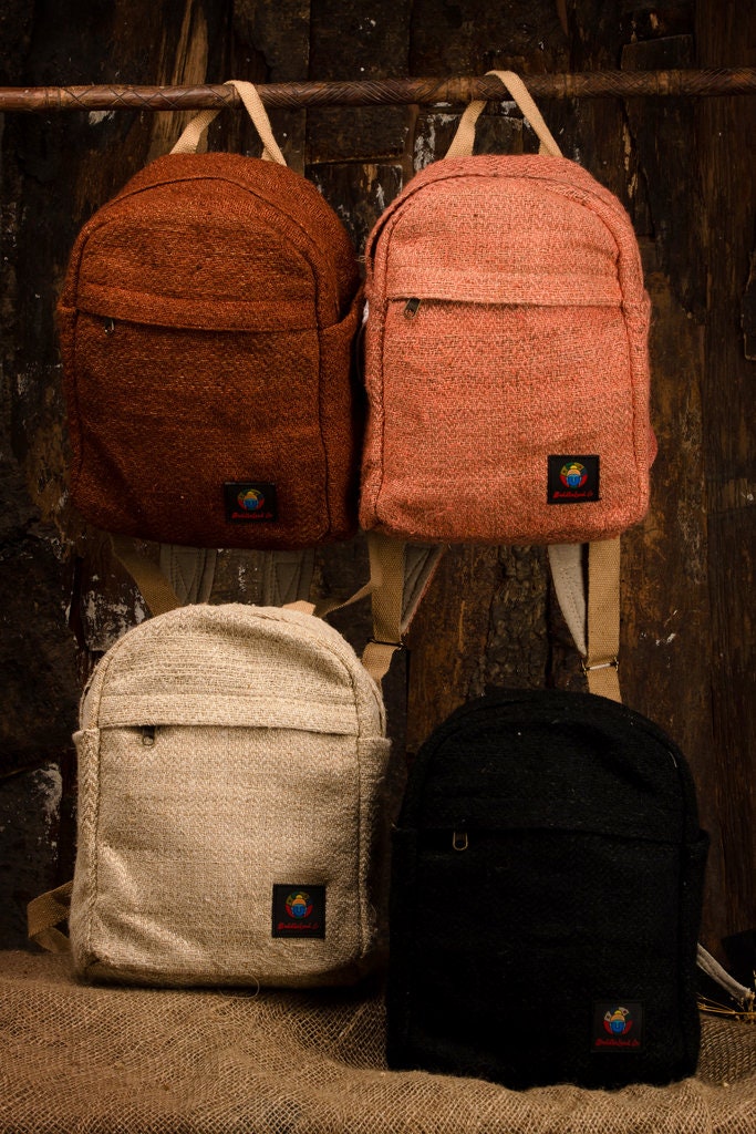 Handmade Hemp Mini Backpack: Eco Friendly Festival Bag