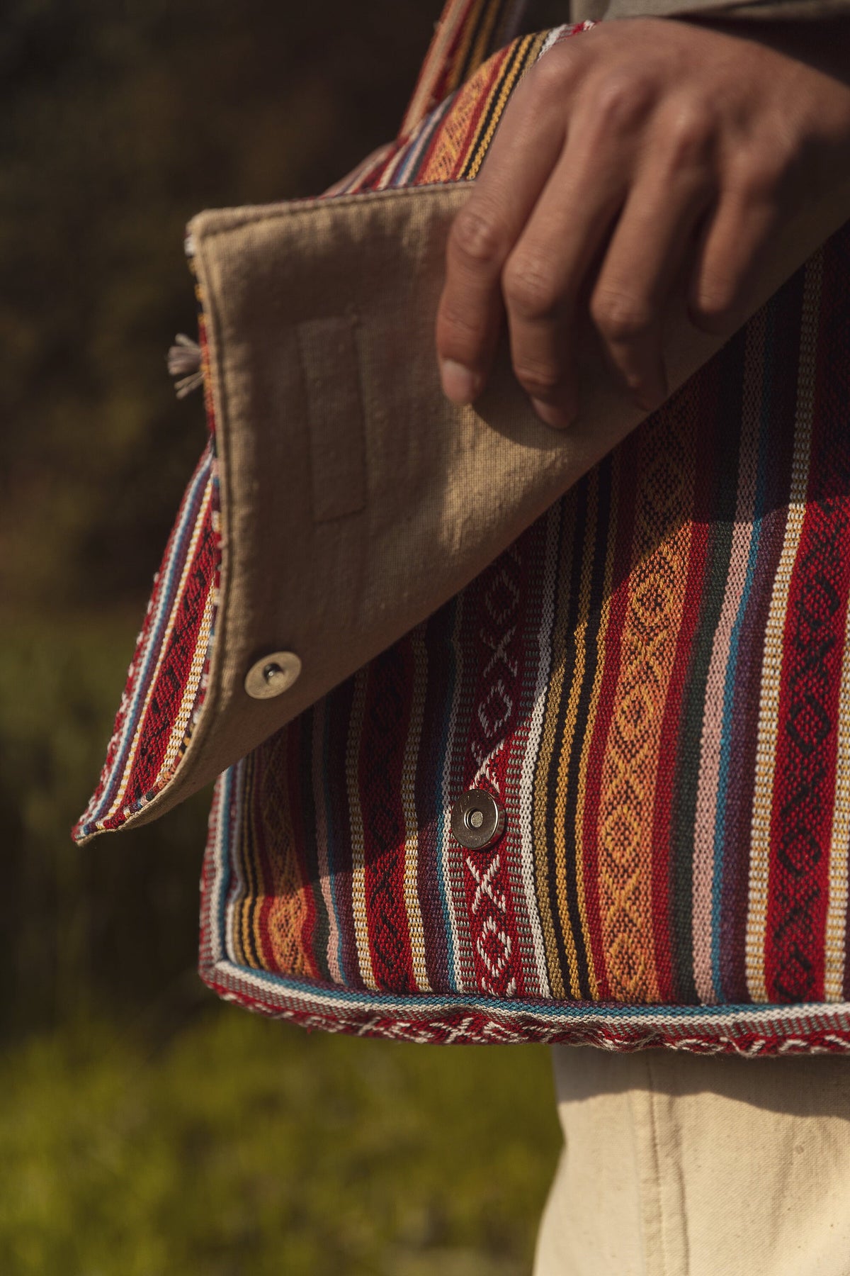 Handmade Organic Cotton Messenger Bag: Crossbody Laptop Satchel