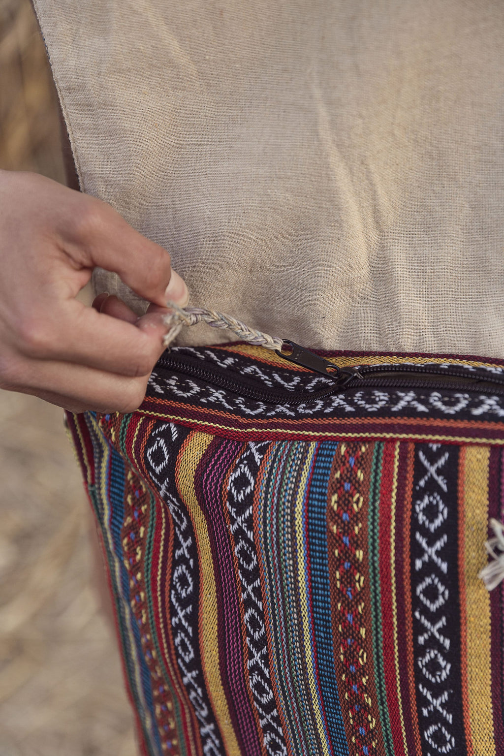 Handmade Organic Cotton Messenger Bag: Crossbody Laptop Satchel