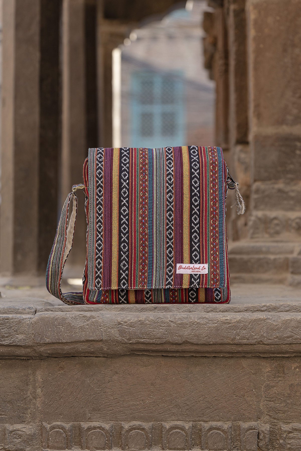 Handmade Organic Cotton Messenger Bag: Crossbody Laptop Satchel