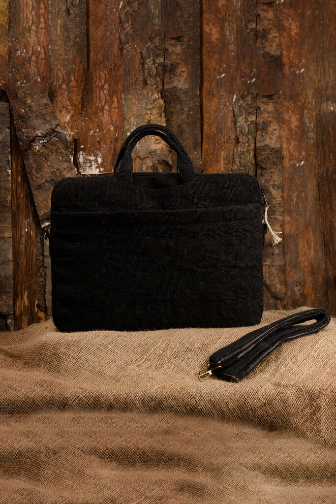Handmade Hemp Laptop Bag: Fits 16 inch MacBook, Adjustable Strap