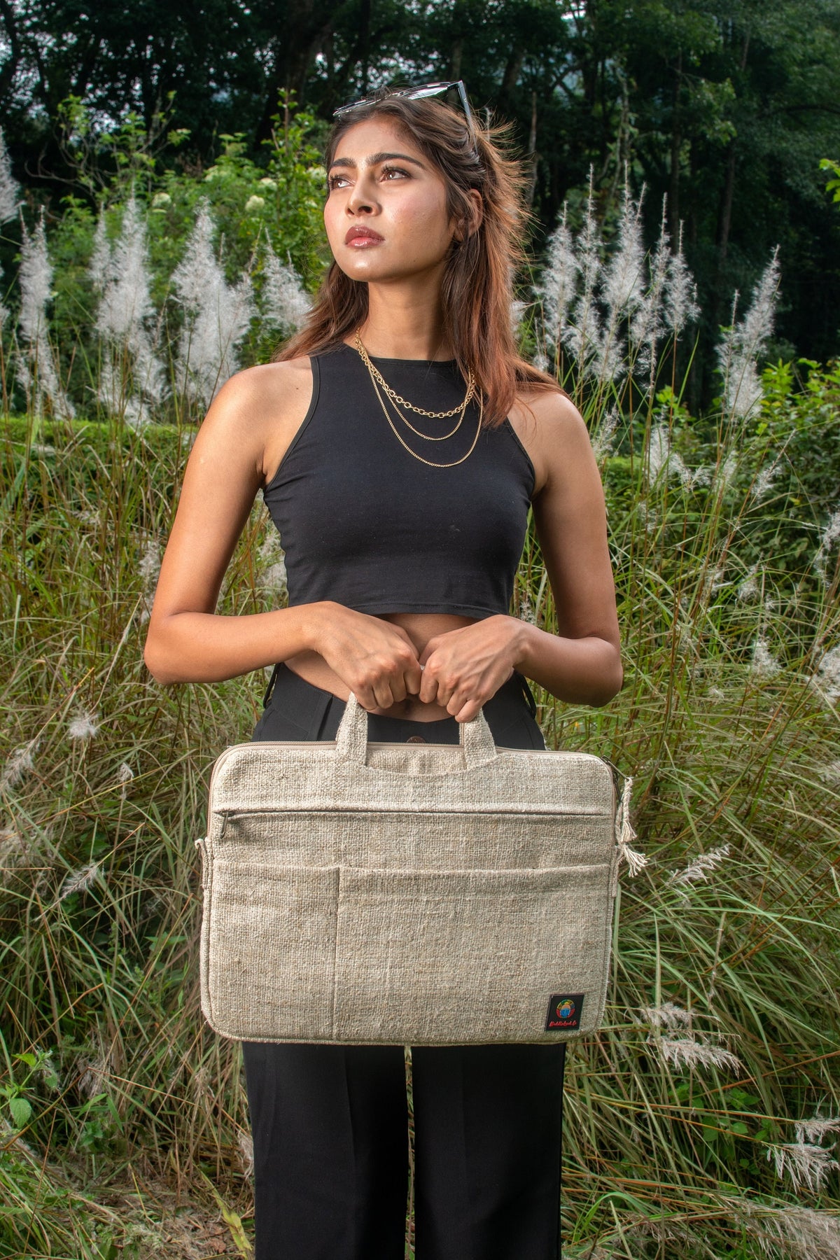 Handmade Hemp Laptop Bag: Fits 16 inch MacBook, Adjustable Strap