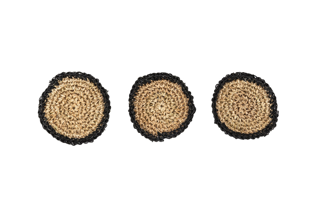 Handmade Hemp Coasters: Sustainable Drinkware Set of 3