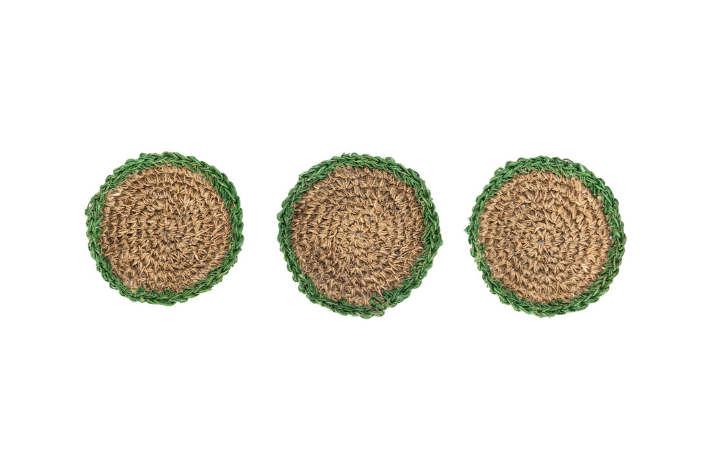 Handmade Hemp Coasters: Sustainable Drinkware Set of 3