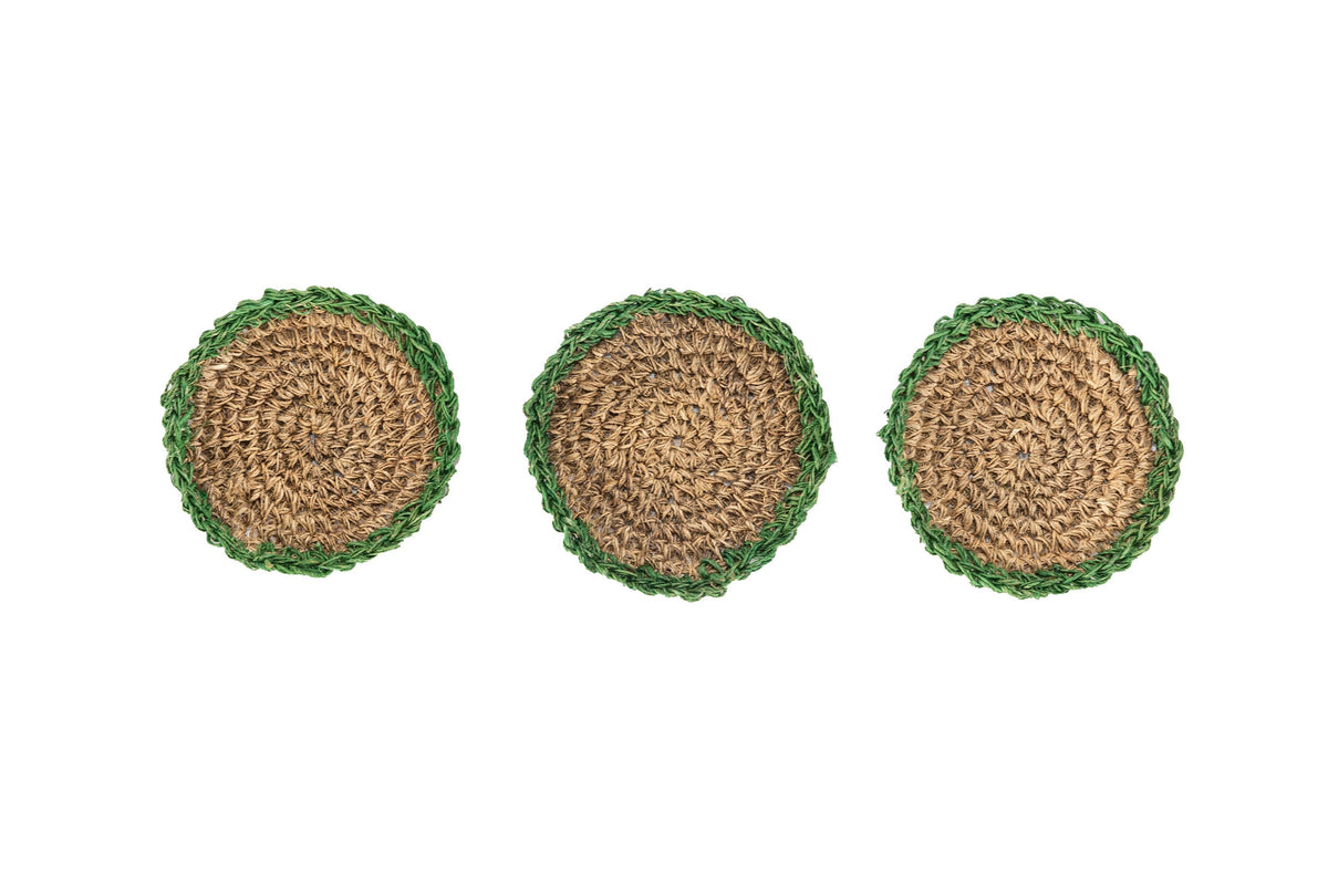 Handmade Hemp Coasters: Sustainable Drinkware Set of 3