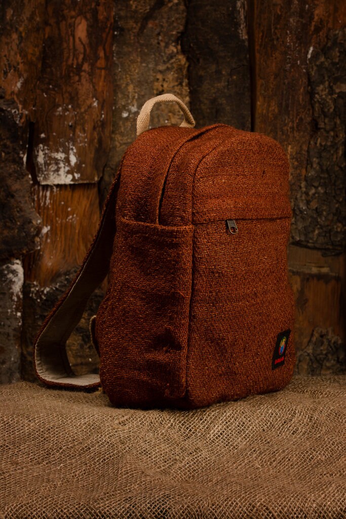 Handmade Hemp Mini Backpack: Eco Friendly Festival Bag
