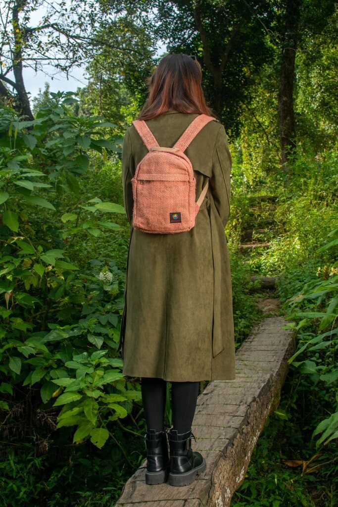 Handmade Hemp Mini Backpack: Eco Friendly Festival Bag