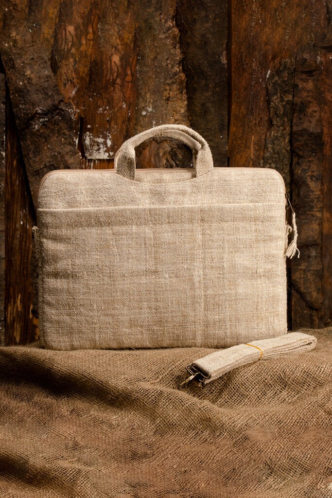 Handmade Hemp Laptop Bag: Fits 16 inch MacBook, Adjustable Strap